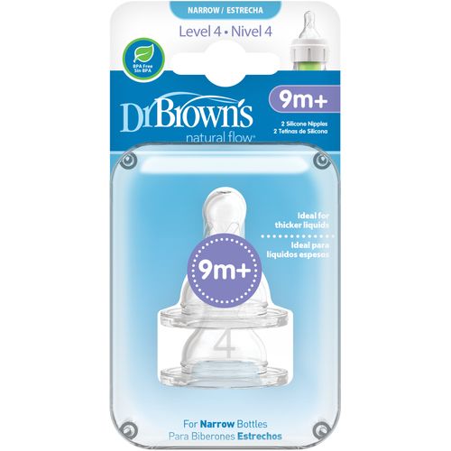 Dr. Brown's Silicone Narrow Nipple Level 4 Dinapp 2 st