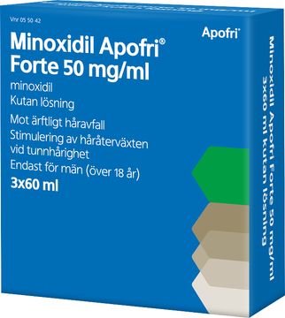 Minoxidil Apofri Forte 50 mg/ml Minoxidil, kutan lösning, 3x60 ml på Kronans | Apotek