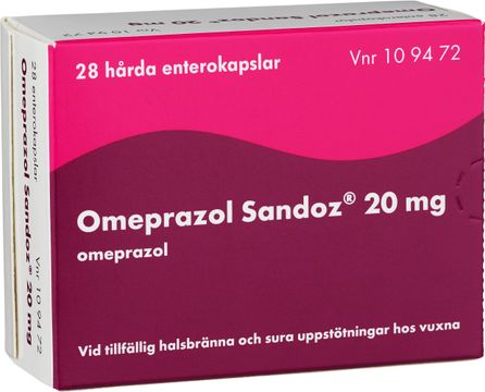 Köp Omeprazol Sandoz 20 mg Omeprazol, hård, 28 st på | Kronans Apotek