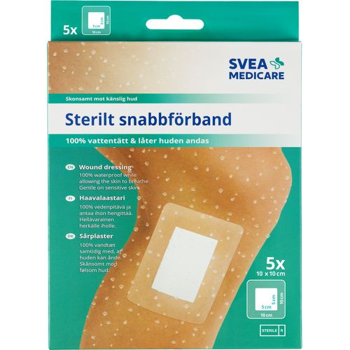 Svea Medicare Sterilt Snabbförband Vattentätt 10x10 cm