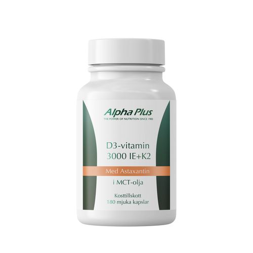 Alpha Plus D3-vitamin 3000 iE + K2 Kapslar 180 st