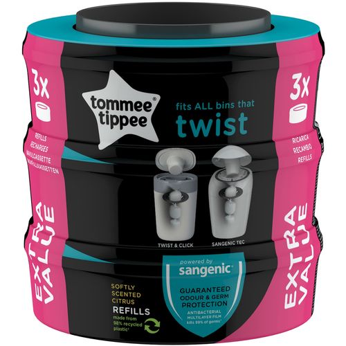 Tommee Tippee Sangenic Twist & Click Kasett Kassett, 3 st